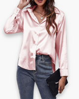 Damen Elegant Langärmelige Bluse | Festliche Blusen für Anlässe – Rosa