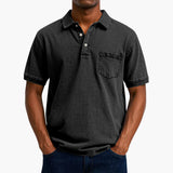 Poloshirt Klassisches - Kurzarmshirt für Herren mit Tasche – Schwarz