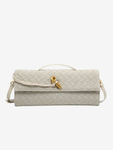 Cherry Luxe Woven Suede Clutch Mit Abnehmbarem Schultergurt – Eleganter Vegan-Leder Handtasche – Off Weiss