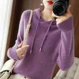 Cenna – Gestrickter Kapuzenpullover aus Kaschmirwolle – Lila