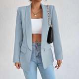 Damen-Blazer mit Langarmkonstruktion | sachliche Linienstruktur – Hellblau