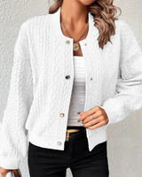 HELENE – Damen-Pulloverjacke – Elegante Strickjacke im Stilvollen Design – Weiß