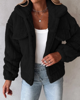 Warmer Damen-Teddy-Mantel | Kurz – Schwarz