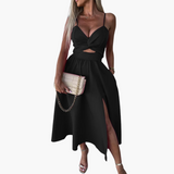 Elegantes Midikleid für Damen – Sommerkleid mit Trägern – Schwarz