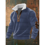 Tobias | ThermoSoft Fleecepullover mit Stehkragen – Blau