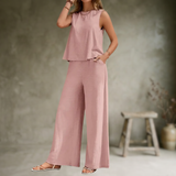 Alizeh - Elegantes ärmelloses Zweiteiliges Set – Rosa