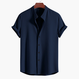Geoffrey - Steh Kragen Hemd – Marineblau
