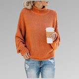 Gemütlicher Damen Strickpullover | Rollkragen – Orange