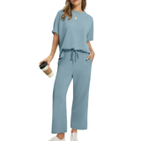 Shirona - Lässiges Oberteil Und Hose Zweiteiliges Set – Hellblau