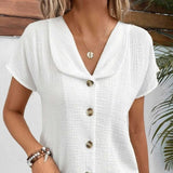 Rosa - Lässige Bluse mit Knöpfen vorne – Weiß