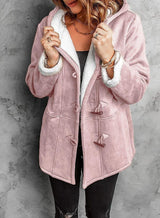 Damen Fleece Jacke mit Kapuze | Winter – Rosa