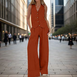 Soleil – Stilvolles Zweiteiliges Leinenanzug-Set – Orange