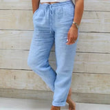 Bequeme Sommerhosen aus Baumwolle mit elastischem Bund – Blau