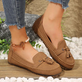 Clara - Mit Quasten bestickte Loafer mit lässigem Design – Braun