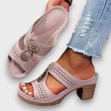 Elvanna – Elegante Sommerschuhe mit Schmuckdetail – Rosa