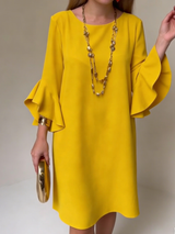 Hilaria - Minikleid mit Rüschenärmeln – Gelb