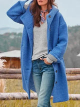 Stilvolle Kapuzenjacke Mantel – Blau