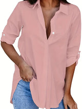 Collins - Elegante Damen-Knopfbluse – Dunkelrosa