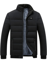Sert – modische herrenjacke mit stehkragen – dicker und warmer wintermantel mit samtfutter – Schwarz
