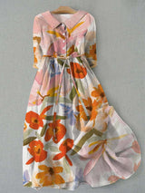 Liana - Geblümtes Midi-Hemdkleid mit Gürtel – Niranja