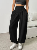 Noctelith – Stilvolle Hose mit weitem Bein – Schwarz