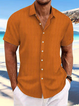 Owen | Relaxed Fit Gestreiftes kurzärmeliges Sommerhemd – Orange