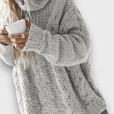 Maribel – Lockerer Zopfmuster Rollkragenpullover – Grau