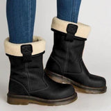Uma – faltbare damenstiefel aus leder – Schwarz