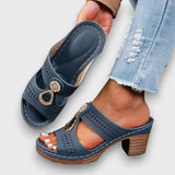 Elvanna – Elegante Sommerschuhe mit Schmuckdetail – Blau