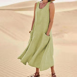 Tina™ - Sommer Leinenkleid – Grün