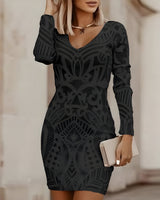 Natalie | Bodycon-Kleid mit V-Ausschnitt – Schwarz