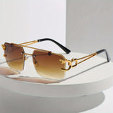 Retro-Stil Rahmenlose Sonnenbrille für Herren | Ideal für den täglichen Gebrauch im Freien – Braun
