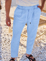 Nichols – Locker Sitzende Hose Aus Leinen Mit Kordelzug – Himmelblau