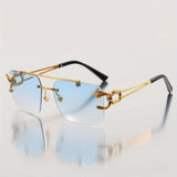 Retro-Stil Rahmenlose Sonnenbrille für Herren | Ideal für den täglichen Gebrauch im Freien – Blau