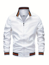 Stanton - Lässige Stehkragen Zip Up Jacke – Weiß