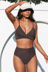 Mia | Hochtailliertes Bikini-Set – Dunkelbraun