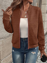 Jemma – Langärmelige Jacke Mit Reißverschluss – Braun