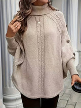 Lolana – Pullover Mit Hohem Kragen Und Gedrehtem Stil – Aprikose