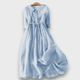 Esmira – Elegantes Kurzarmkleid mit Taillenband – Blau