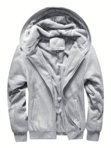 Herren Reißverschlussjacke mit Kapuze | Fleecefutter Langarm – Grau