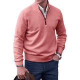 Odin - Modischer Herrenpullover mit Reißverschluss – Rosa