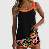 Isabelle | Bequemer Tankini mit Blumenmuster – Orange