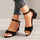 Tirellea – Elegante Sandalen mit niedrigem Blockabsatz und Knöchelriemen – Schwarz