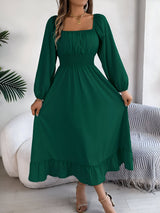 Hoch tailliertes Brautjungfernkleid mit Rüschen für Frauen | Perfekt für Frühling/Sommer – Grün