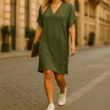Essie – V-Ausschnitt-Kleid Mit Wickeloptik – Grün