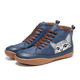 Fenna -  Leder-Stiefeletten Für Katzenliebhaber – Blau
