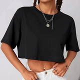 LILAC | Kurzes T-Shirt mit Schmetterlings-Print – Schwarz
