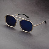 Stilvolle Geometrische Sonnenbrille für Herren | Klassisches Design – Blau