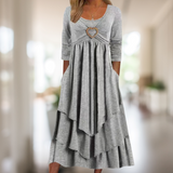 Areba - Entspanntes langes Kleid – Hellgrau