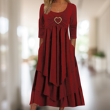 Areba - Entspanntes langes Kleid – Rot